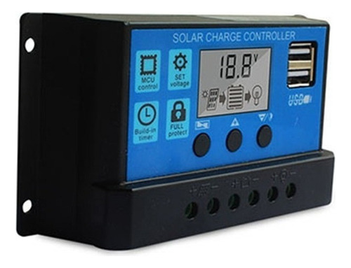 Controlador De Carga Del Panel Solar 12v/24v 30a Lcd 2 Puert