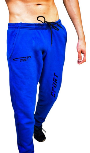 Pantalon Deportivo Calido Felpa Comodo Hombre Azul Classic