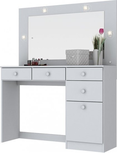 Mueble Cómoda Tocador Con Espejo Y Luz Ideal P/ Dormitorio 