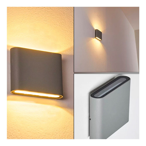Pack 5 Apliqué Led De Pared Cuadrado Gris 2*5w Luz Cálida