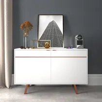 Comprar Buffet Aparador Retrô Balcão Industrial Hiper 2 Portas Cobre Cor Branco com Cobre