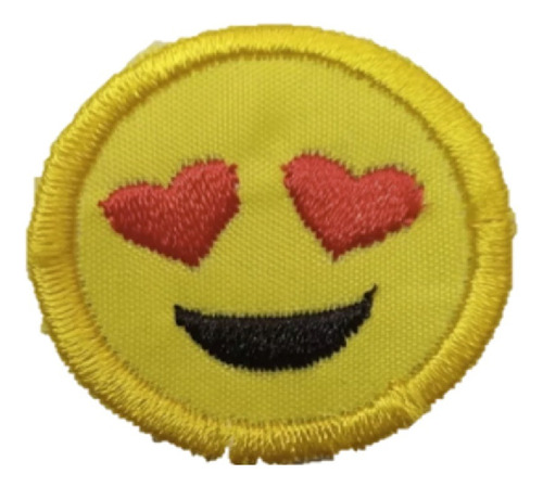 Parche Aplique Bordado Packx6 Infantil Emoji Corazones 3cm