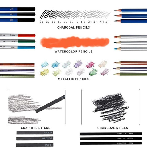 51 Piezas Dibujar Lápices Dibujo Lápices De Colores Set