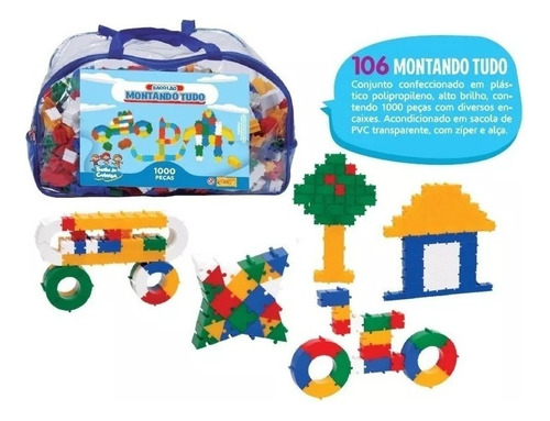 Brinquedo Educativo Peças De Encaixe Montando Tudo 1000 Pcs