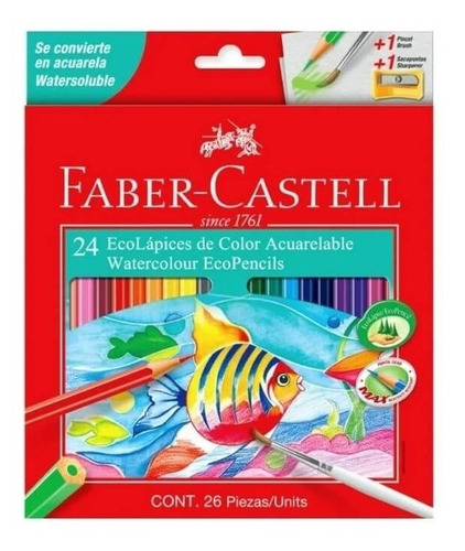 Lapices Faber Castell 24 Acuarelables Pincel Y Sacap Rosario