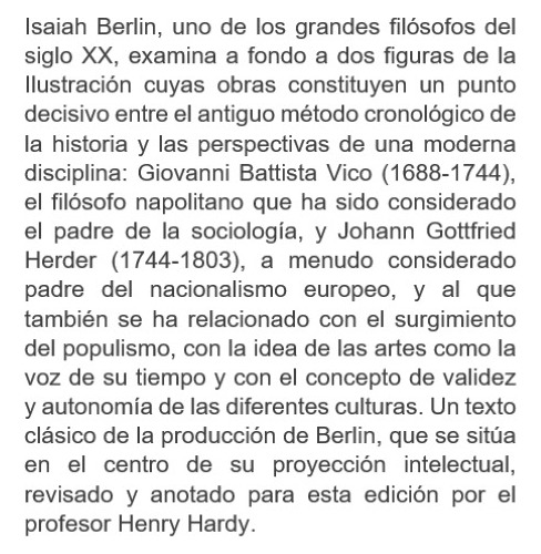 Vico Y Herder - Isaiah Berlin / Cátedra + Sorpresa