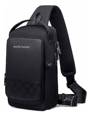 Mochila Bolsa Ombro Transversal Resistente Arctic Hunter Cor Preto Desenho Do Tecido Liso