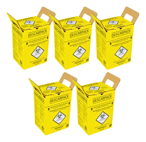 05 Caixas Coletora P/ Material Perfurocortante 3l Descarpack