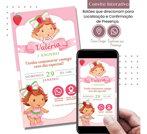 Convite Digital Moranguinho Interativo Virtual D494