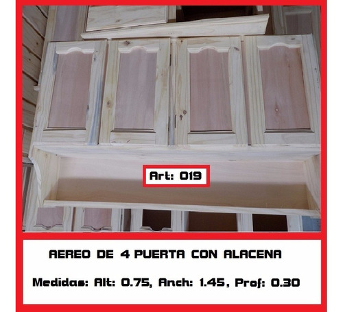 Mueble Aereo 4 Puertas Madera Maciza