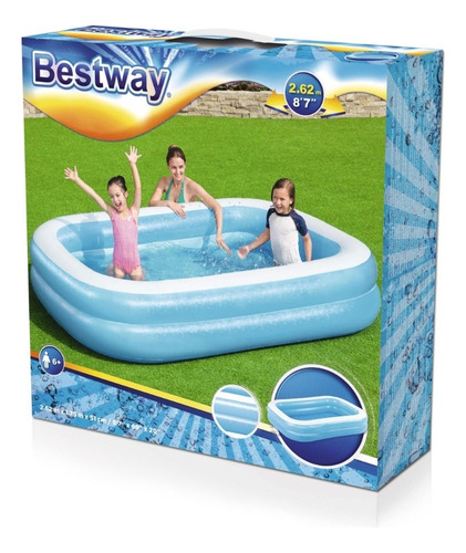 Alberca Piscina Infable Rectangular 2 Anillos Niños Bestway