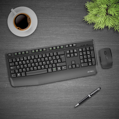Kit Acteck 2 En 1 Teclado Mouse Inalámbrico Mk465 Color Negr