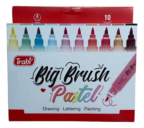 Marcador Trabi Big Brush Pastel Pincel Lettering X 10 Unid