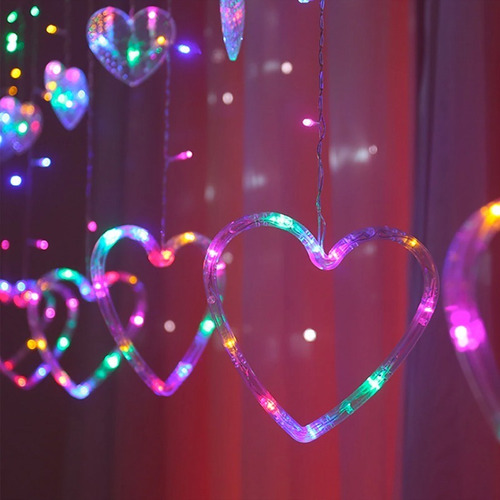 Guirnalda Cascada Corazon Multicolor 138 Led 3mts Navidad