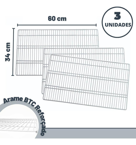 Grade Geladeira Aramada 3 Unidades Continental Prateleira