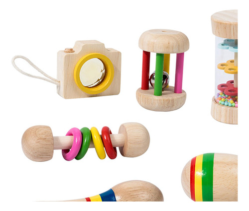 6x Juego De Juguetes De Madera Para Bebés, Hecho A Mano,