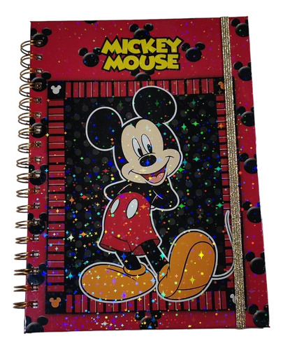 Mickey Mouse Agenda Grande B5 Holográfica Stickers Disney