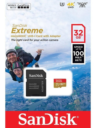Imagen 2 de 5 de Memoria Micro Sd Ultra Sandisk Extreme 32gb Clase 10