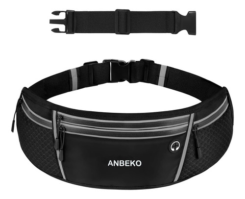 Cinturón De Correr Anbeko Con 4 Bolsillos Y Extensor Negro