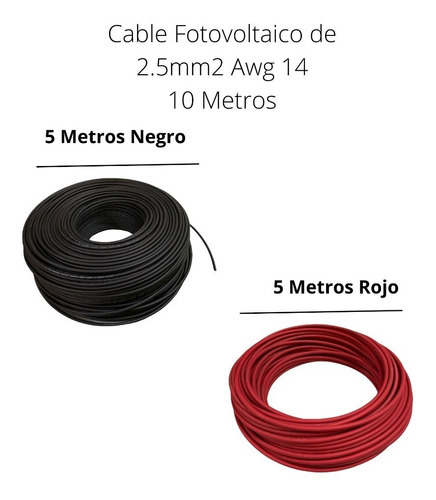 Cable Fotovoltaico De 2.5mm2,doble Forro,awg 14  - 10 Metros