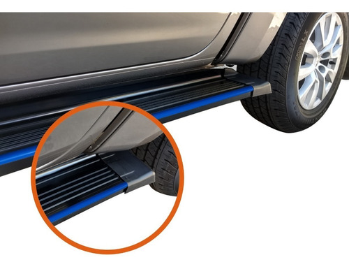 Estribos De Aluminio Negros Amarok Con Molura Azul +soportes