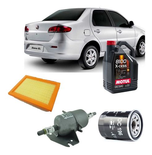 Kit 3 Filtros Fiat Siena 1.4 El Motul 8100 5w40