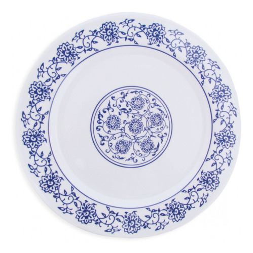 Imagem 3 de 4 de Kit 20 Pratos Raso 25cm Em Melamina/plástico Decorado Branco