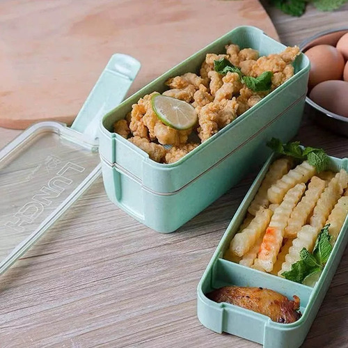 Contenedor Lonchera Box Lunch Divisiones Cubiertos Portatil
