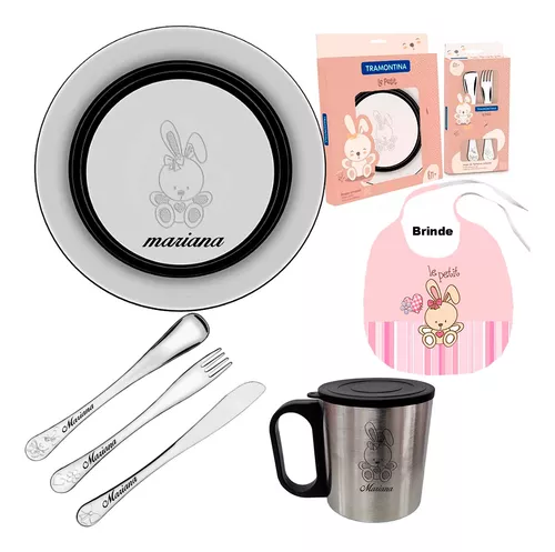 Kit Tramontina Infantil Prato Talher Copo Inox Le Petit Nome