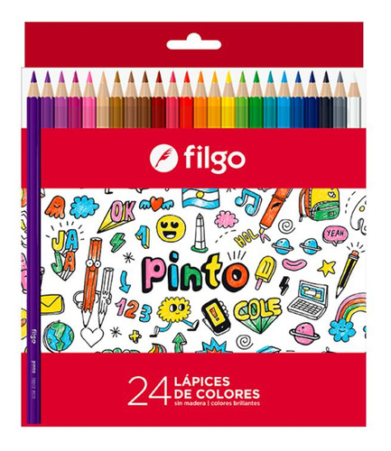 Lapices De Colores Filgo Largos X24 Unidades Pack X2