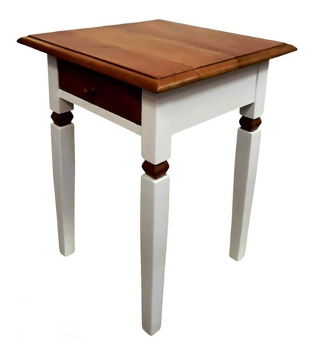 Mesa Lateral Branca Com 1 Gaveta Madeira Maciça