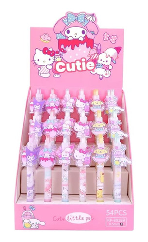 Plumas Sanrio 54pz Cutie Retractil Kawaii Boligrafo Gel Mayo