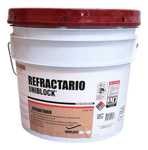 Mortero Refractario Hidrulico Uniblock 10 Kilos 1000 Grados