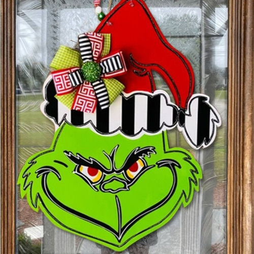 Decoraciones Navideñas Puerta De Madera Grinch Head Door