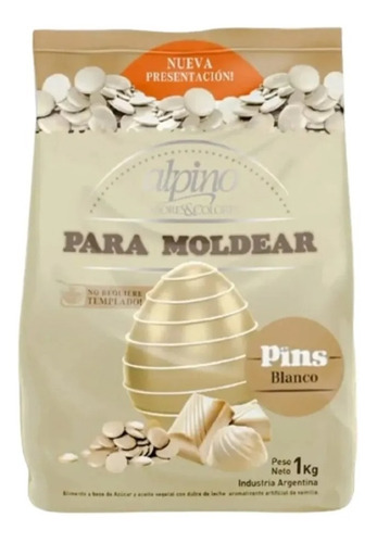 Imagen 1 de 2 de Chocolate Alpino Para Moldear Pins Baño - Blanco