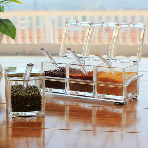 Caja De Condimento Transparente Spice Pot Transparente Con