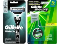 Comprar Aparelho Mach3 + Gillette Mach3 Sensitive - 16 Cargas