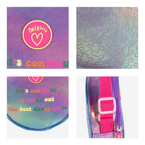 Bolsa Crossbody Cloe Para Niña Diseño Circular Iridiscente Color Violeta