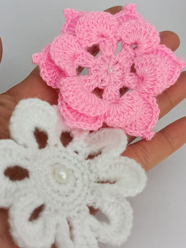 Flor Rosa Sencilla Tejida Crochet Lana Hilo Algodon 6 Unidad | Cuotas sin  interés