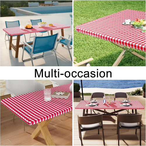 Mantel Rectangular Impermeable Con Elástico Para Mesa De 6 P