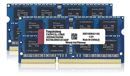 Kit Yongxinsheng De 16 Gb (2 X 8 Gb) Ddr3l Ddr3 1600 Mhz Pc3