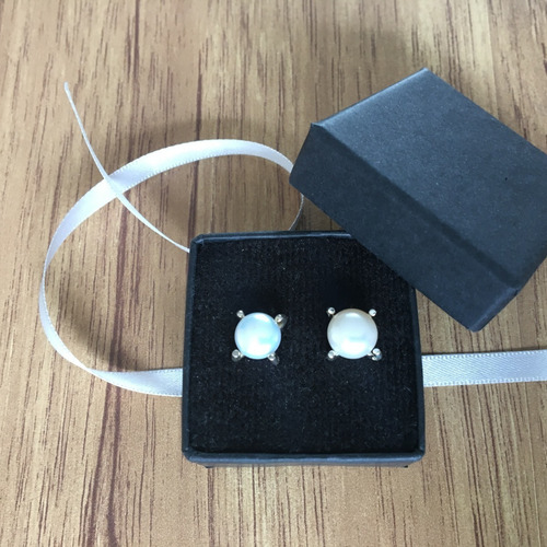 Imagen 7 de 9 de Broqueles De Perla Natural Y Plata 925 Mujer/niña 8mm Agálea