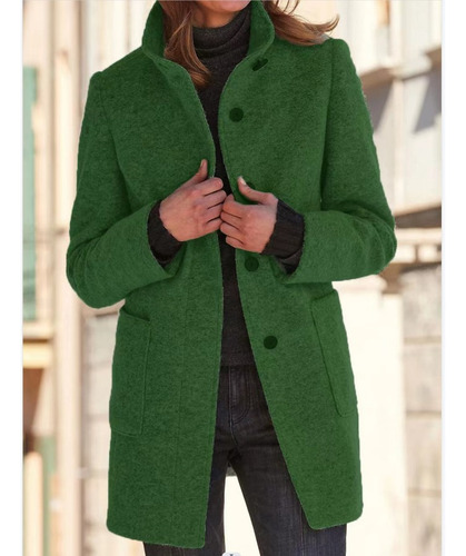 Abrigo De Lana De Otoño E Invierno Con Cuello Alto Retro