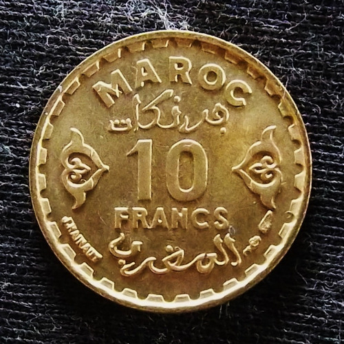 Marruecos 10 Francos 1951 Sin Circular Y 49 Colonia Francesa