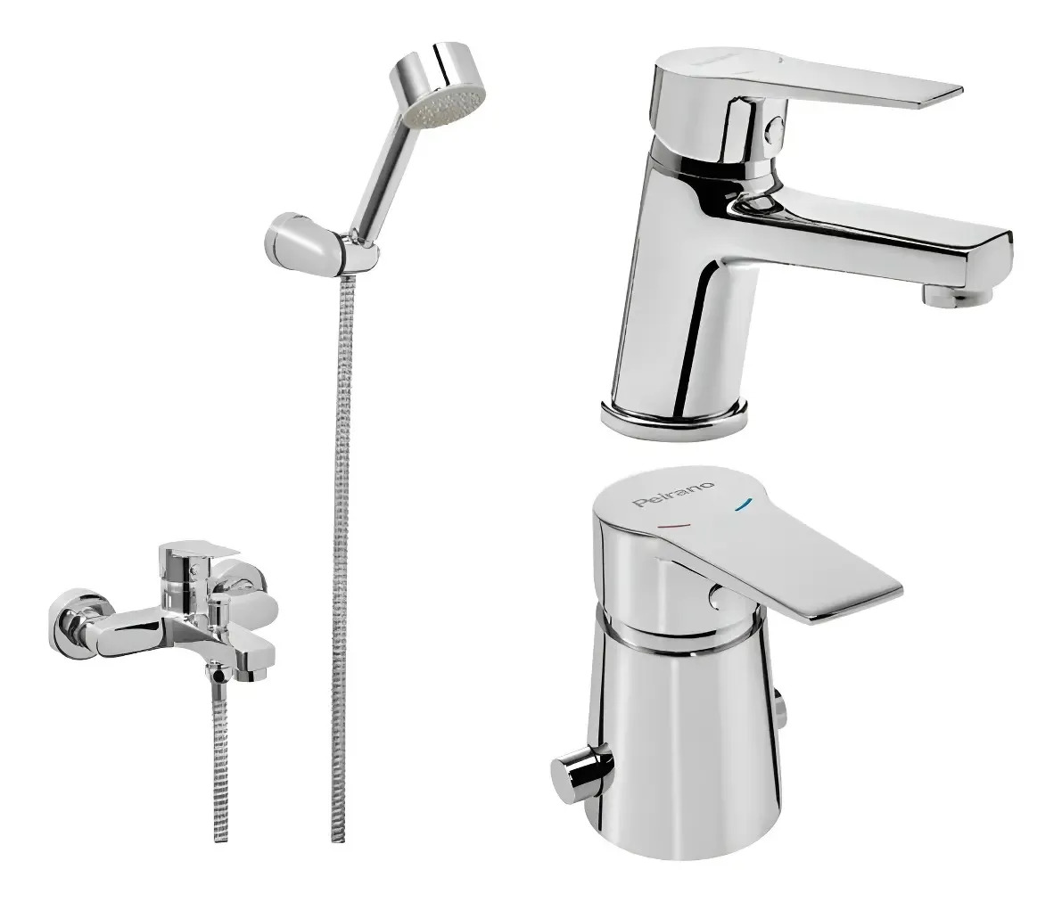 Combo Grifería Baño Peirano Mora Lavatorio+ Ducha Ext+ Bidet Gris