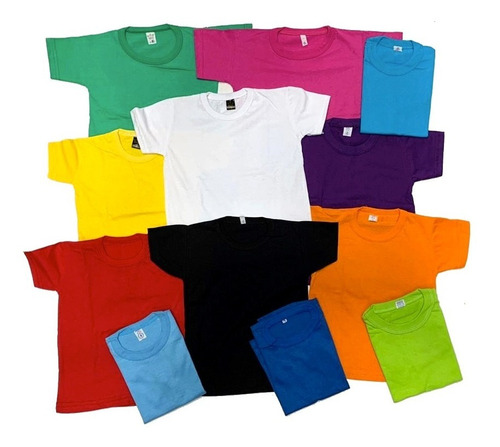 Remera Lisa Niños Algodon Colores Talles 2 Al 18 Pack X12