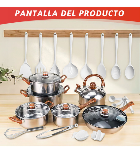 29 Pzs bateria de cocina con set de utensilios cocina Juego De Ollas Y Sarten