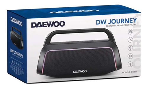 Bocina Bluetooth Recargable Radio Fm 10mts Dw-806 Daewoo Color Negro
