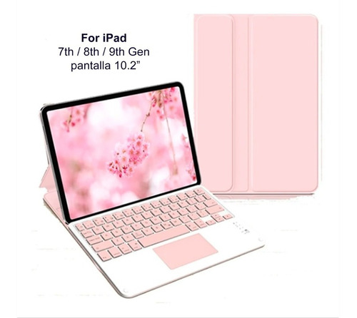 Funda Teclado Con Touchpad @ iPad 10.2 7ma Generación Rosado