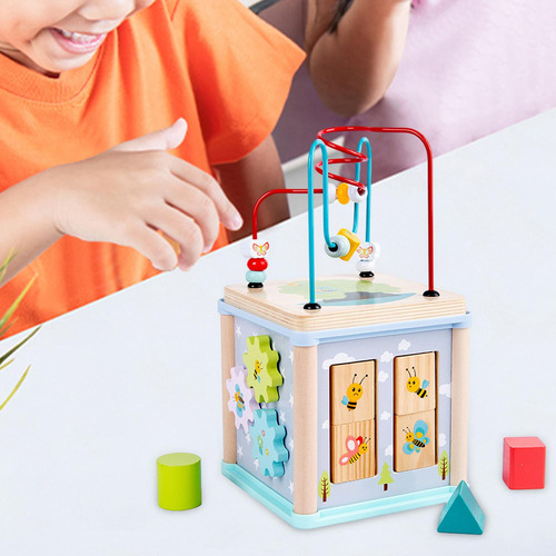 Juguete Interactivo De Madera Con Forma De Cubo De Actividad